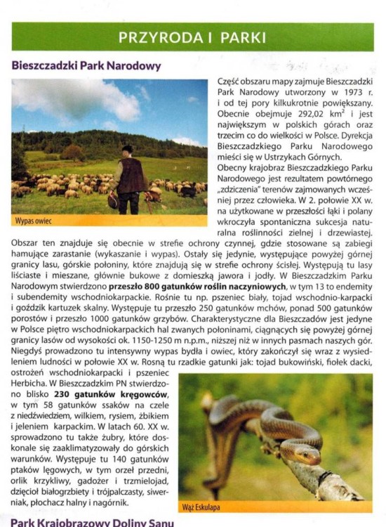 Bieszczady - Worek Bieszczadzki 1:25 000. Laminowana mapa turystyczna wydawnictwa Galileos. Informator - fragment