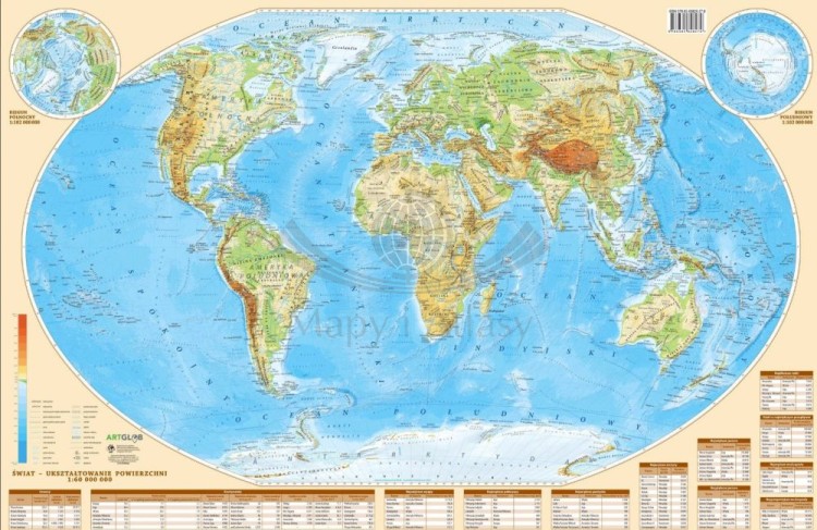Świat. Mapa polityczna i fizyczna. Podkładka na biurko wydawnictwa ArtGlob. Okładka 1