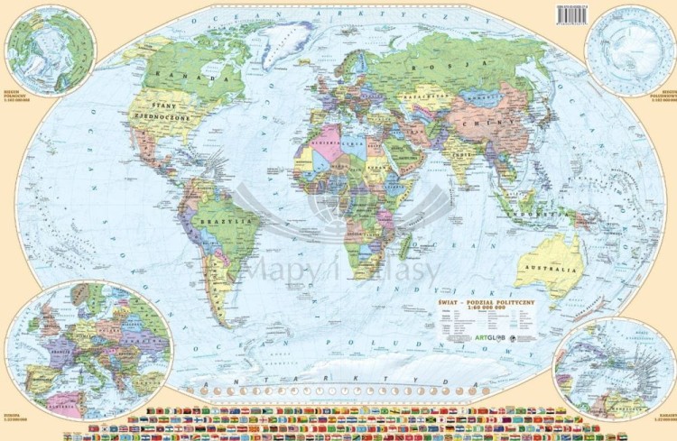 Świat. Mapa polityczna i fizyczna. Podkładka na biurko wydawnictwa ArtGlob. Okładka 2