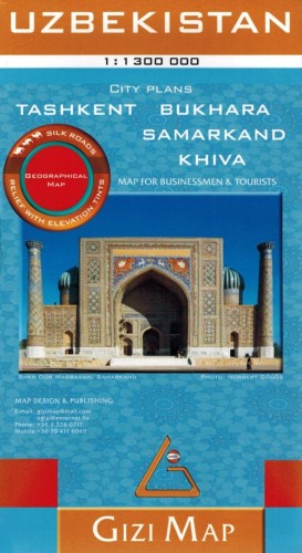 Uzbekistan 1:3 000 000. Mapa samochodowo-turystyczna wydawnictwa Gizi Map. Okładka
