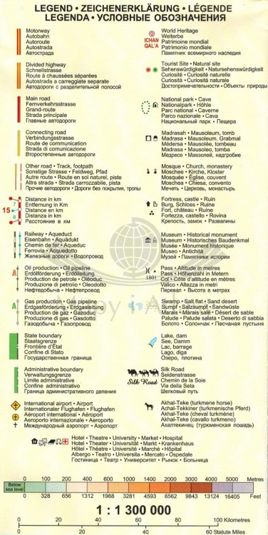 Uzbekistan 1:3 000 000. Mapa samochodowo-turystyczna wydawnictwa Gizi Map. Legenda