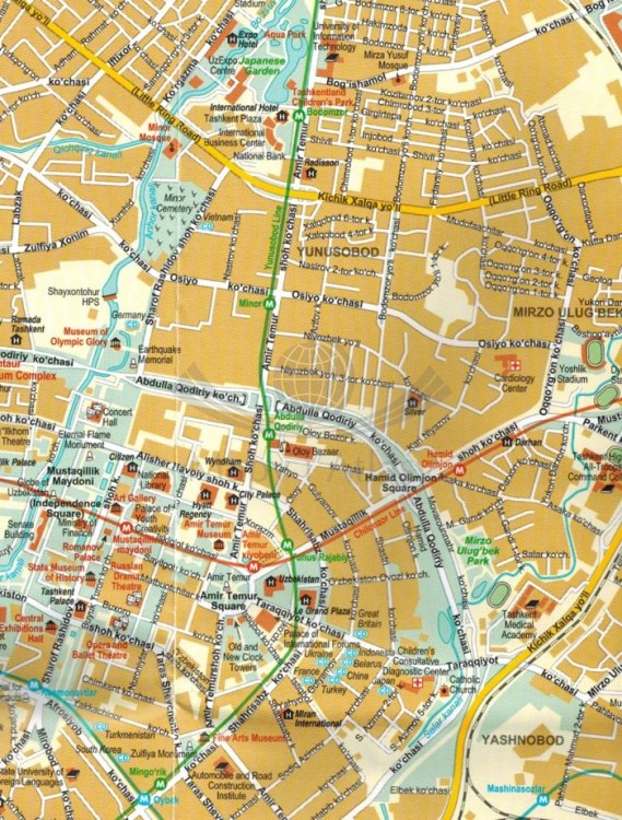 Uzbekistan 1:3 000 000. Mapa samochodowo-turystyczna wydawnictwa Gizi Map. Fragment 3