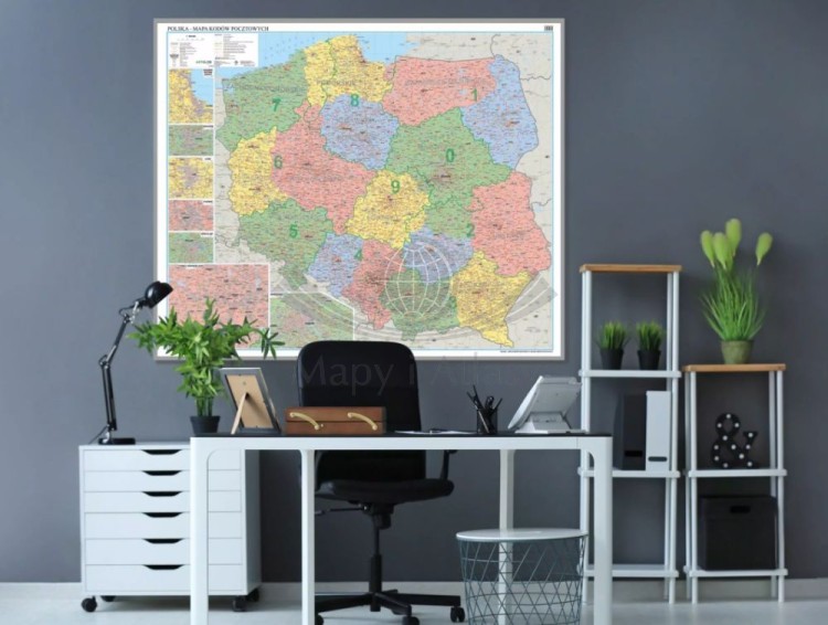 Polska 1:500 000. Mapa administracyjna. Kody pocztowe. Wersja do wpinania wydawnictwa ArtGlob.