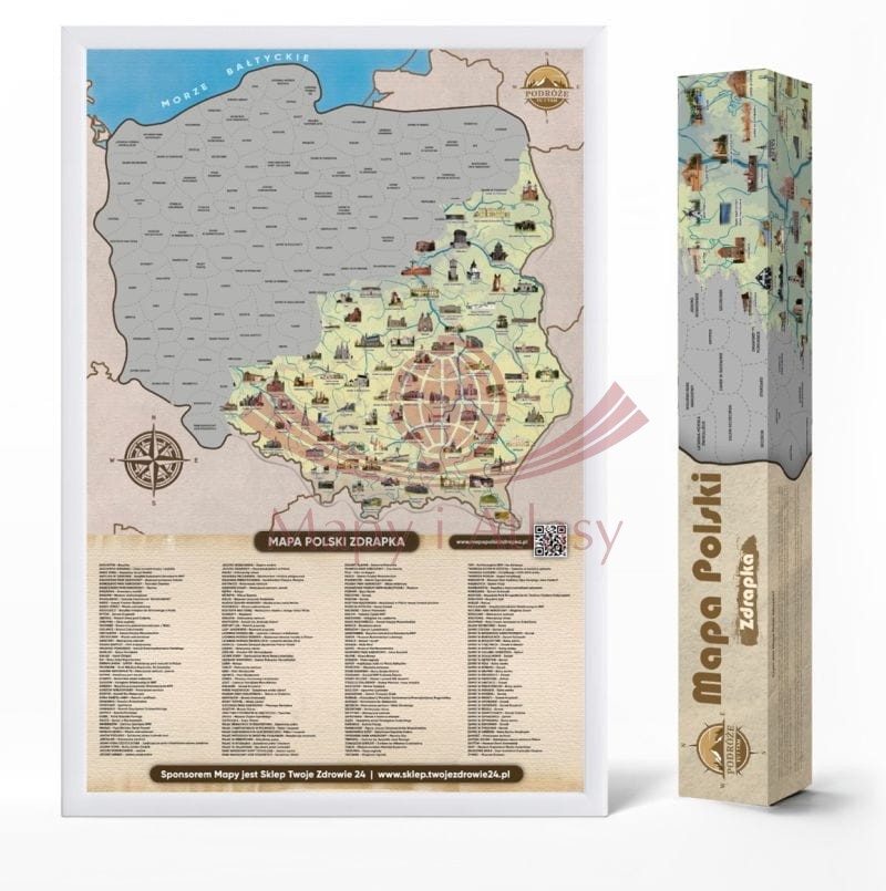 Polska. Atrakcje turystyczne. Mapa zdrapka