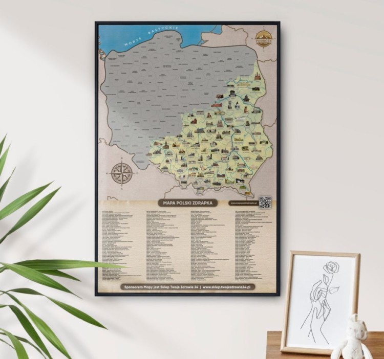 Polska. Atrakcje turystyczne. Mapa zdrapka. Przykład oprawy i aranżacji 3