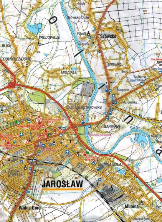 Roztocze Wschodnie 1:50 000. Ziemia Lubaczowska, okolice Jarosławia. Laminowana mapa turystyczna wydawnictwa Compass. Fragment 1