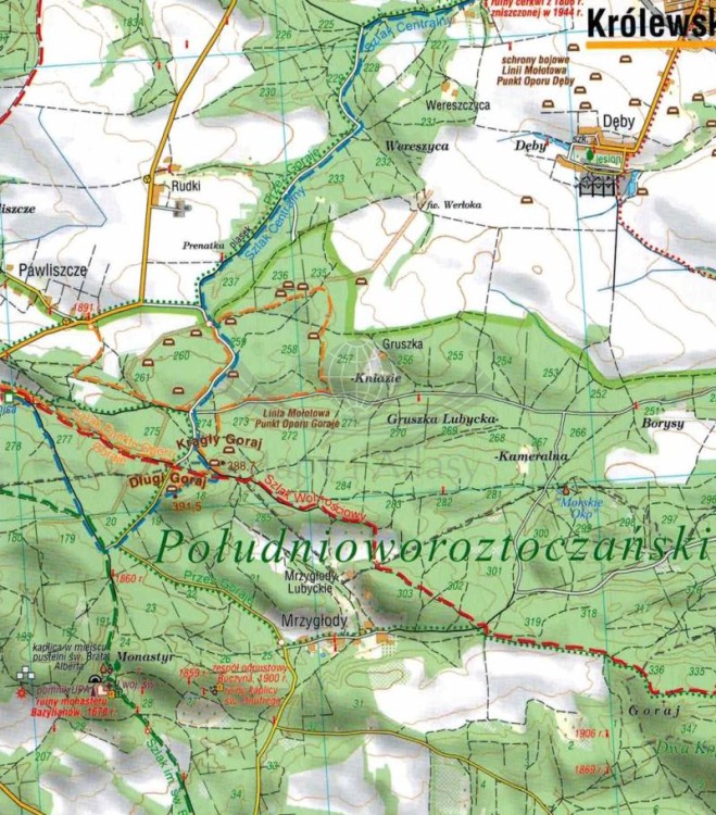Roztocze Wschodnie 1:50 000. Ziemia Lubaczowska, okolice Jarosławia. Laminowana mapa turystyczna wydawnictwa Compass. Fragment 3