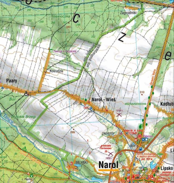 Roztocze Wschodnie 1:50 000. Ziemia Lubaczowska, okolice Jarosławia. Laminowana mapa turystyczna wydawnictwa Compass. Fragment 4