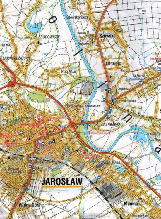 Roztocze Wschodnie 1:50 000. Ziemia Lubaczowska, okolice Jarosławia. Mapa turystyczna wydawnictwa Compass. Fragment 1