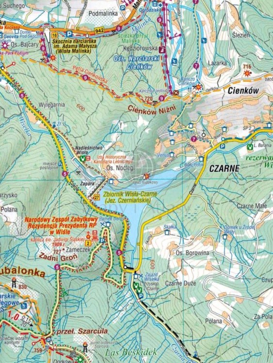 Wisła 1:25 000. Laminowana mapa turystyczna / plan miasta wydawnictwa Compass. Fragment 3