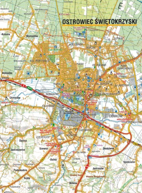 Góry Świętokrzyskie 1:60 000. Laminowana mapa turystyczna wydawnictwa Compass. Fragment 3