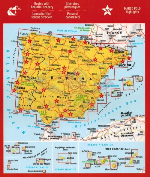 Hiszpania i Portugalia 1:300 000. Atlas samochodowo-turystyczny wydawnictwa Marco Polo. Okładka - tył