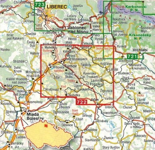 Czeski Raj 1:25 000. Mapa turystyczna 722 wydawnictwa Shocart. Zasięg