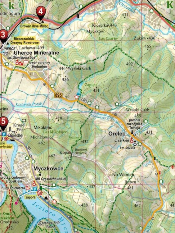 Bieszczady 1:50 000. Mapa turystyczna wydawnictwa ArtGlob. Fragment 1