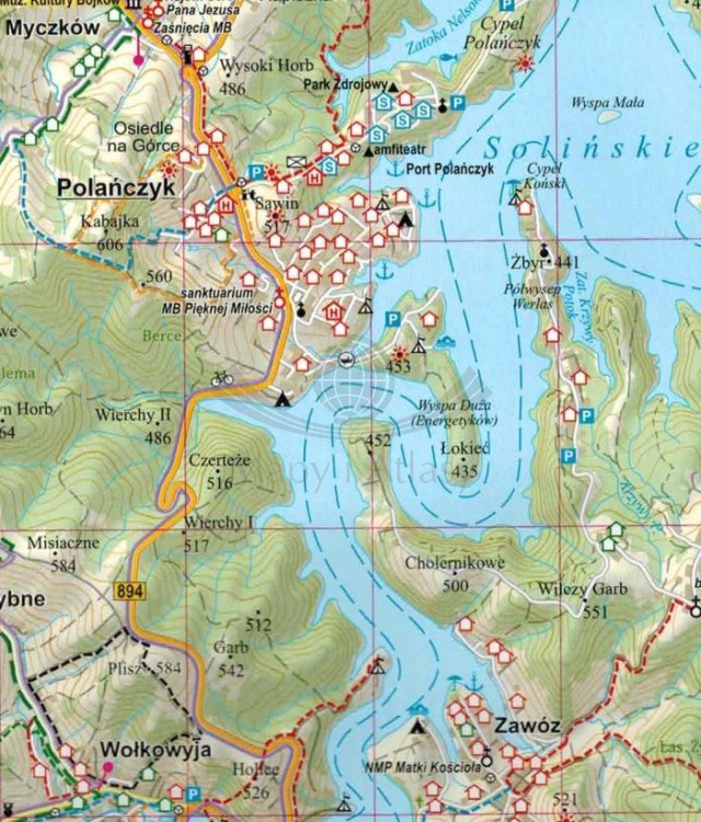 Bieszczady 1:50 000. Mapa turystyczna wydawnictwa ArtGlob. Fragment 2