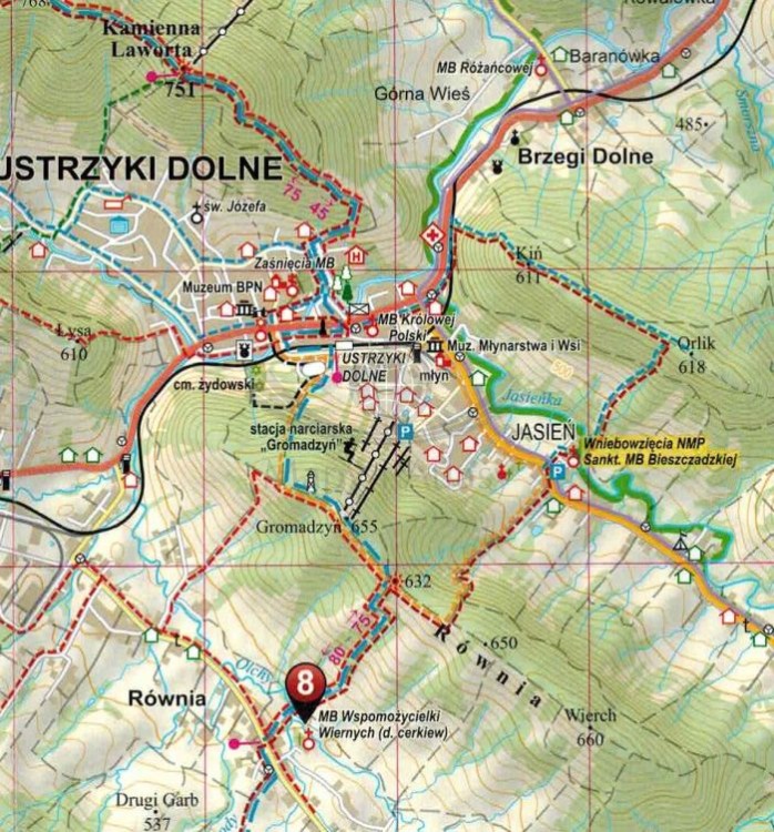 Bieszczady 1:50 000. Mapa turystyczna wydawnictwa ArtGlob. Fragment 3
