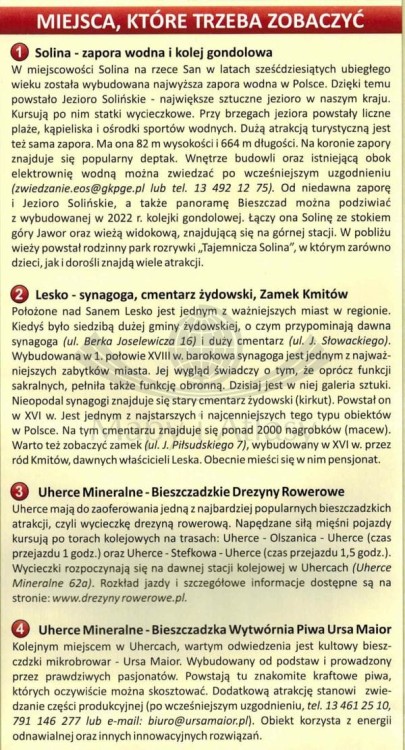 Bieszczady 1:50 000. Mapa turystyczna wydawnictwa ArtGlob. Informator - przykładowy fragment