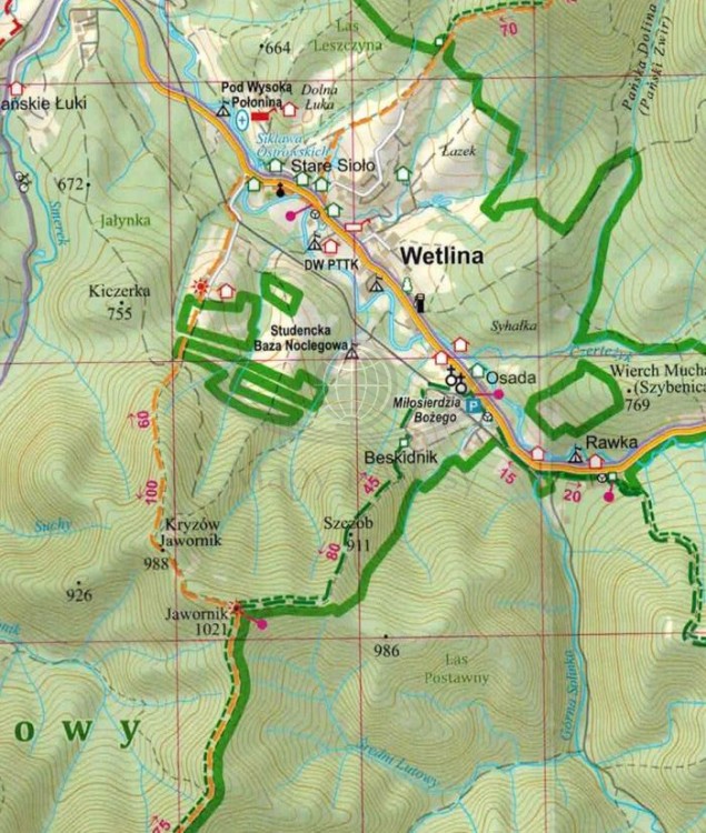 Bieszczady 1:50 000. Mapa turystyczna wydawnictwa ArtGlob. Fragment 4