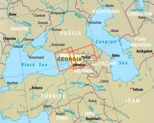 Gruzja 1:350 000. Wodoodporna mapa samochodowo-turystyczna wydawnictwa Reise Know-How. Zasięg