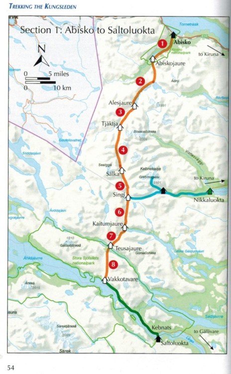 Kungsleden. Przewodnik trekkingowy wydawnictwa Cicerone. Przykładowe strony 1
