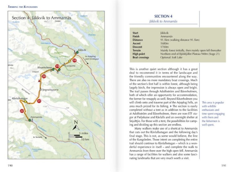 Kungsleden. Przewodnik trekkingowy wydawnictwa Cicerone. Przykładowe strony 4