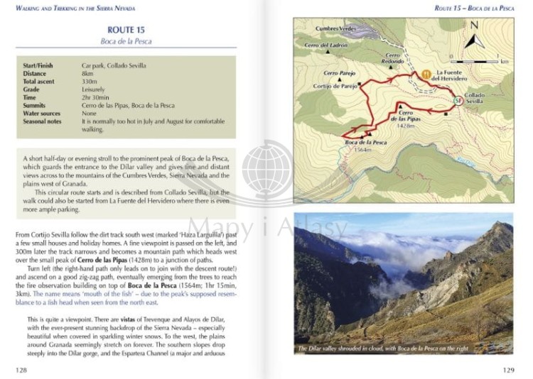 Sierra Nevada / Walking and Trekking in the Sierra Nevada. Przewodnik wydawnictwa Cicerone. Przykładowe strony 2