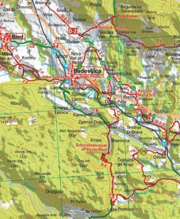 Słowenia 1:150 000. Wodoodporna mapa rowerowa wydawnictwa ADFC. Fragment 1