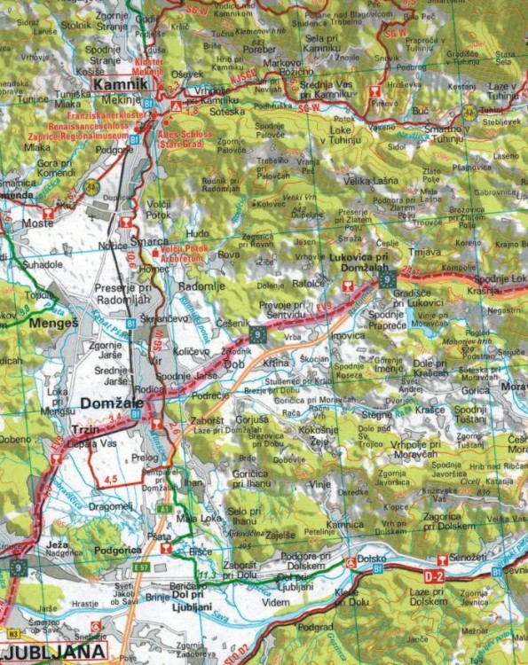 Słowenia 1:150 000. Wodoodporna mapa rowerowa wydawnictwa ADFC. Fragment 2