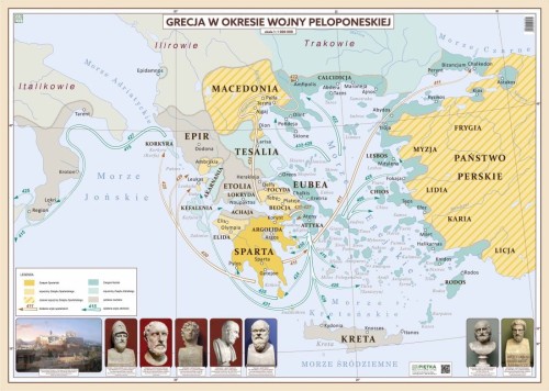Grecja w okresie wojny peloponeskiej. Mapa ścienna. Wersja STRONG