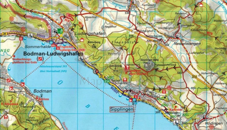Jezioro Bodeńskie 1:50 000. Wodoodporna mapa rowerowa wydawnictwa ADFC. Fragment 1