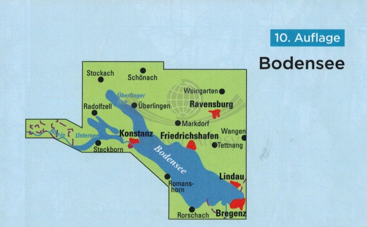 Jezioro Bodeńskie 1:50 000. Wodoodporna mapa rowerowa wydawnictwa ADFC. Zasięg
