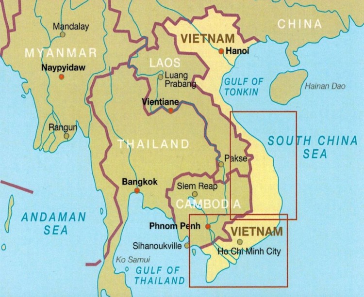 Wietnam południowy 1:600 000. Wodoodporna mapa samochodowo-turystyczna wydawnictwa Reise Know-How. Zasięg