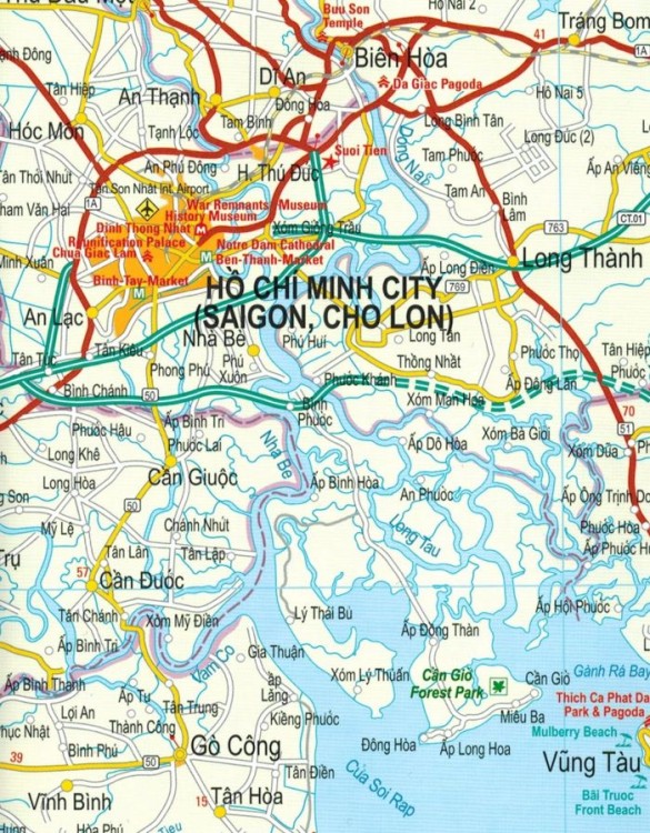 Wietnam południowy 1:600 000. Wodoodporna mapa samochodowo-turystyczna wydawnictwa Reise Know-How. Fragment 1