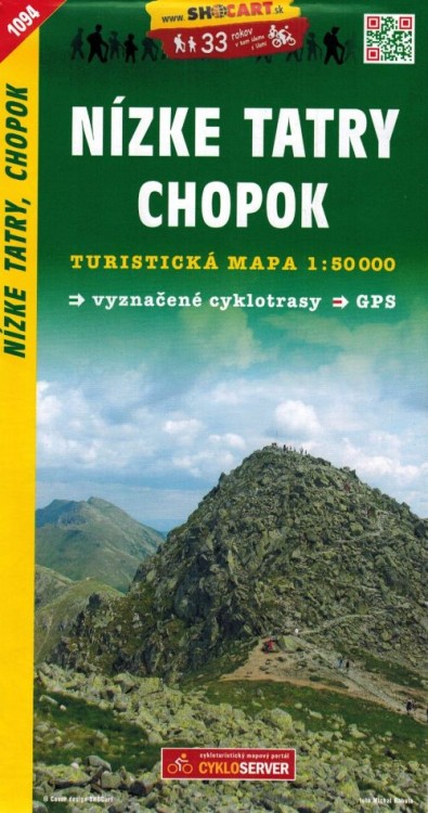 Niżne / Niskie Tatry, Chopok. Mapa turystyczna 1094 wydawnictwa Shocart. Okładka