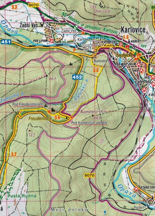 Bruntalsko, Krnovsko, Osoblazsko. Mapa turystyczna 459 wydawnictwa Shocart. Fragment 2