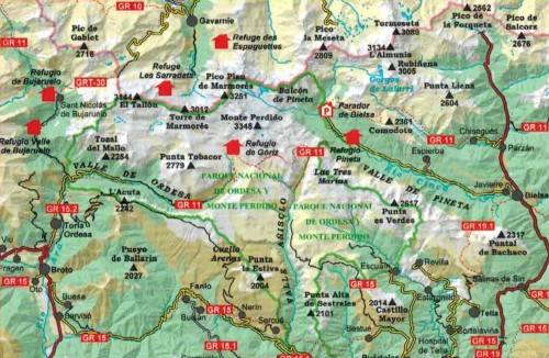 Park Narodowy Ordesa Monte Perdido 1:25 000. Zestaw dwóch map samochodowo-turystycznych wydawnictwa Editorial Alpina. Zasięg zestawu