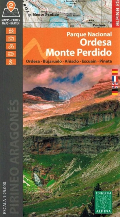 Park Narodowy Ordesa Monte Perdido 1:25 000. Zestaw dwóch map samochodowo-turystycznych wydawnictwa Editorial Alpina. Okładka zestawu