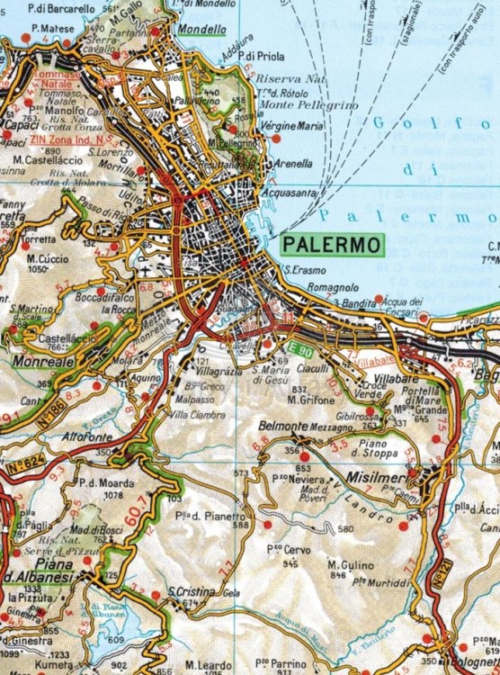 Sycylia / Sicilia 1:200 000. Mapa samochodowa wydawnictwa Touring Club Italiano. Fragment 1