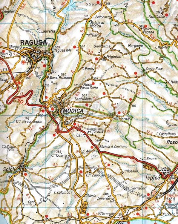 Sycylia / Sicilia 1:200 000. Mapa samochodowa wydawnictwa Touring Club Italiano. Fragment 2