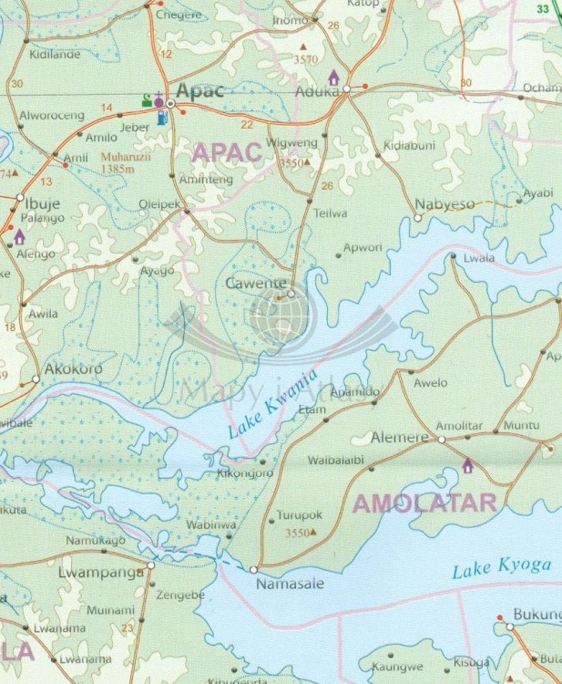 Uganda 1:600 000. Wodoodporna mapa samochodowo-turystyczna wydawnictwa  ITMB.  Fragment 1