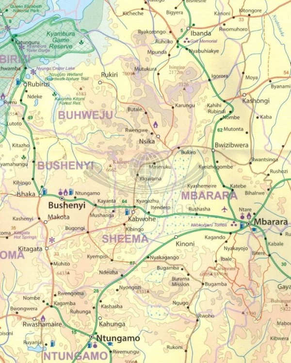 Uganda 1:600 000. Wodoodporna mapa samochodowo-turystyczna wydawnictwa  ITMB.  Fragment 2