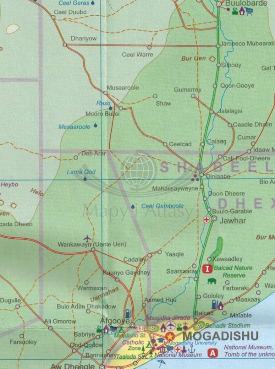 Somalia, Róg Afryki. Mapa samochodowo-turystyczna wydawnictwa  ITMB . Fragment 1