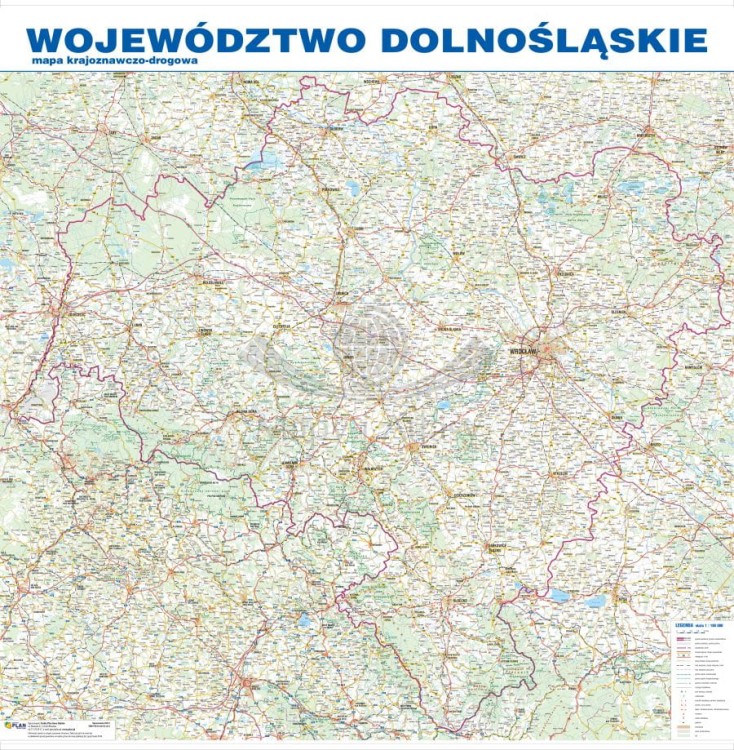 Województwo dolnośląskie / Dolny Śląsk. Mapa ścienna krajoznawczo-drogowa