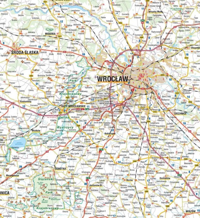 Województwo dolnośląskie / Dolny Śląsk. Mapa ścienna krajoznawczo-drogowa. Fragment 1