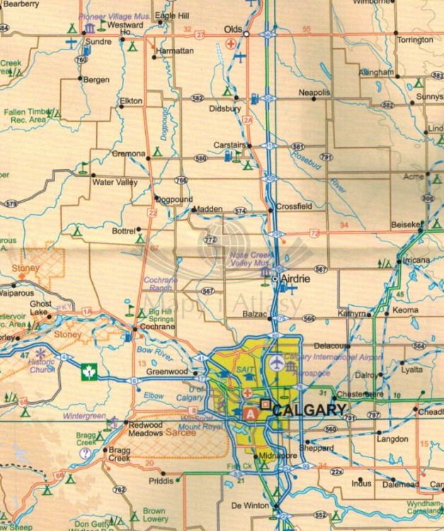 Alberta 1:940 000. Południowo-zachodnia Kanada. Mapa samochodowo-turystyczna wydawnictwa ITMB. Fragment 1