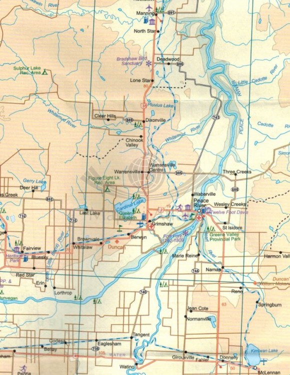 Alberta 1:940 000. Południowo-zachodnia Kanada. Mapa samochodowo-turystyczna wydawnictwa ITMB. Fragment 2