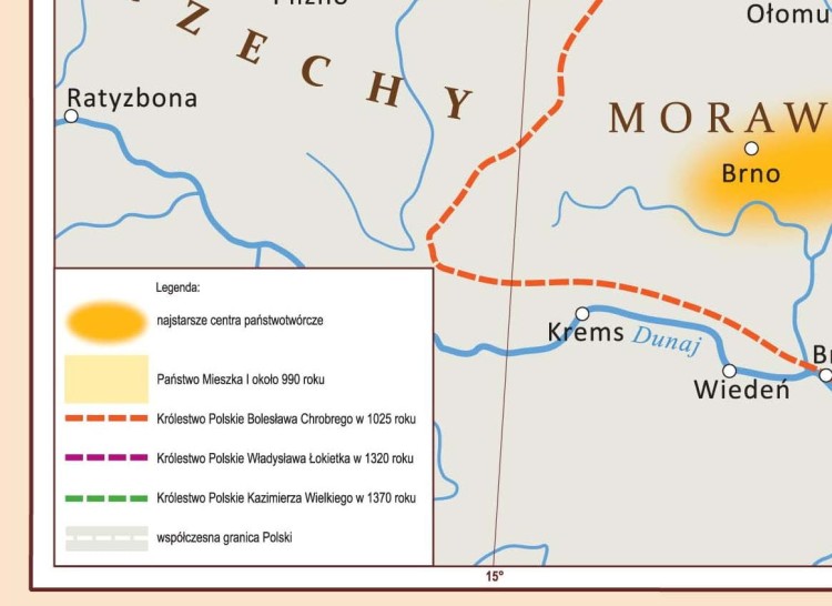 Polska Piastów. Mapa ścienna. Wersja STRONG. Legenda