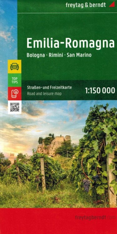 Emilia-Romania, Bolonia, Rimini, San Marino. Mapa samochodowo-turystyczna wydawnictwa Freytag & Berndt. Okładka