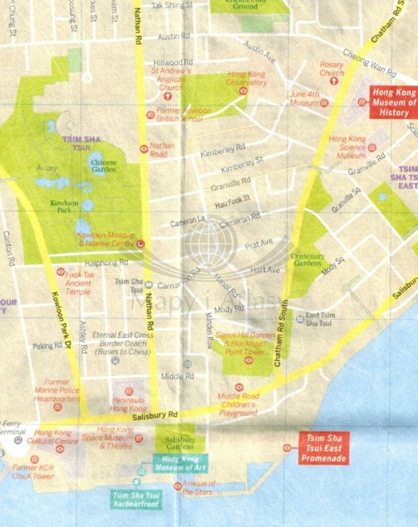 HongKong. Wodoodporna mapa / Plan miasta. City map wydawnictwa Lonely Planet. Fragment 2