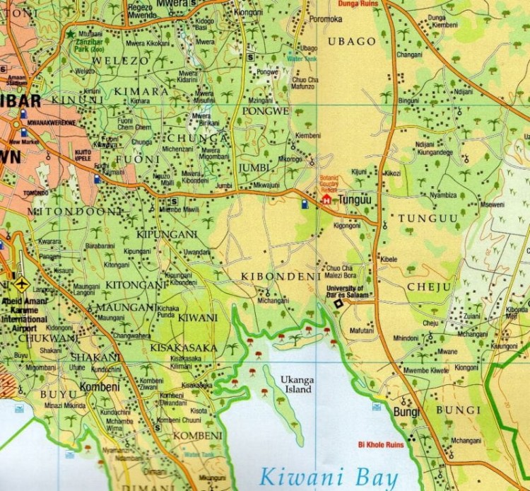 Zanzibar 1: 100 000. Mapa samochodowo-turystyczna wydawnictwa Harms. Fragment 1